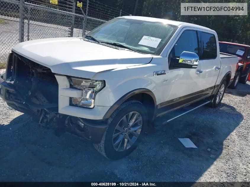 2016 Ford F150 Supercrew VIN: 1FTEW1CF2GFC04994 Lot: 40628199