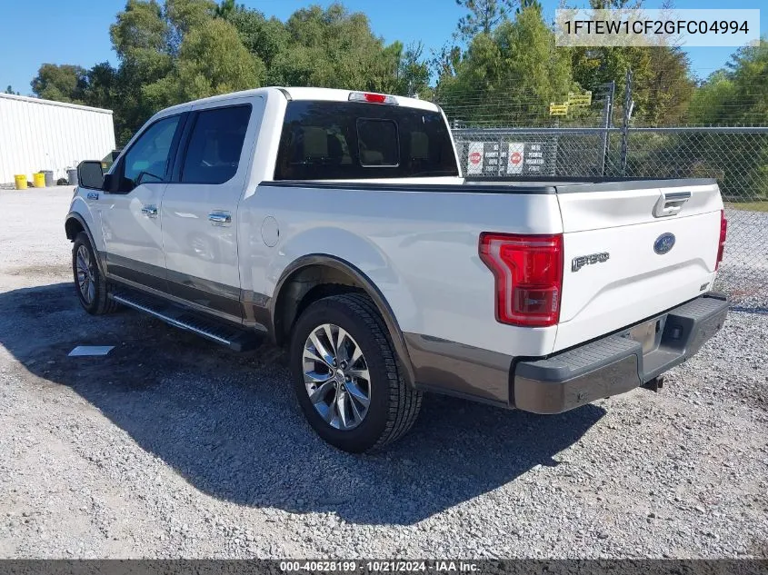 2016 Ford F150 Supercrew VIN: 1FTEW1CF2GFC04994 Lot: 40628199