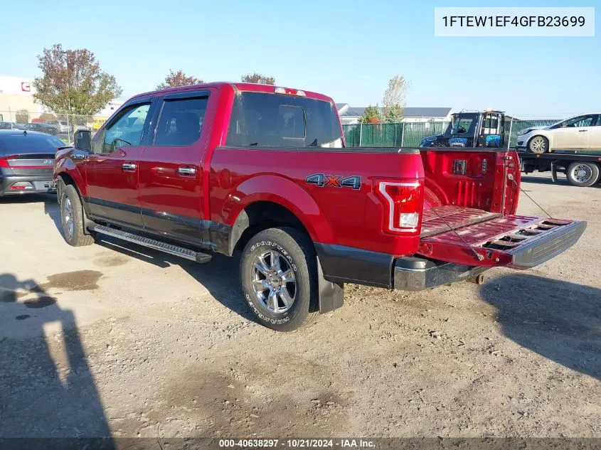 2016 Ford F-150 Supercrew VIN: 1FTEW1EF4GFB23699 Lot: 40638297