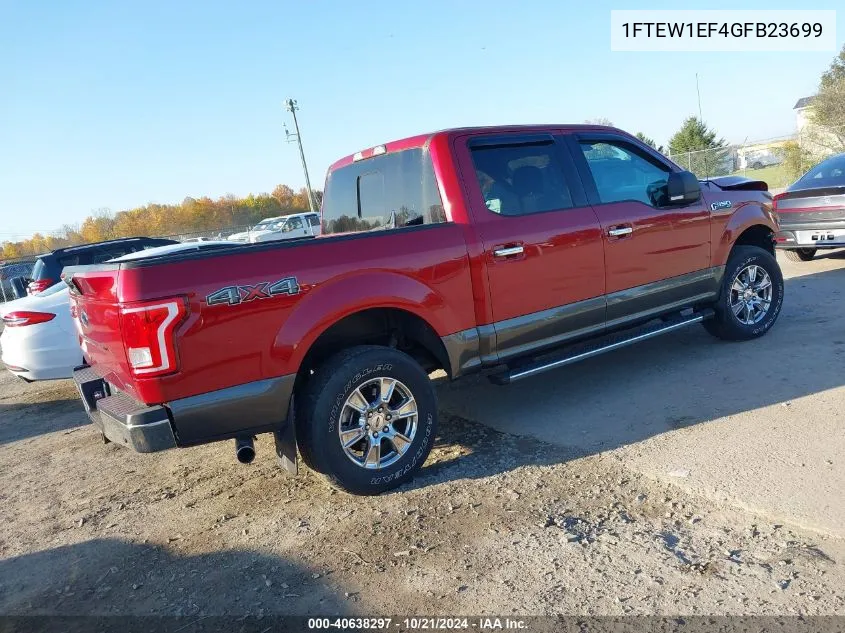 2016 Ford F-150 Supercrew VIN: 1FTEW1EF4GFB23699 Lot: 40638297