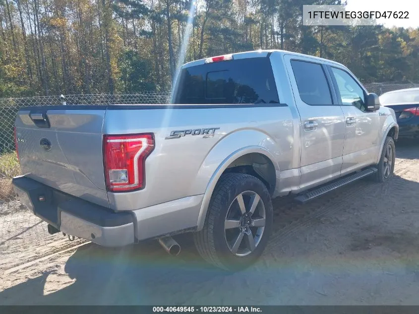 2016 Ford F-150 Xlt VIN: 1FTEW1EG3GFD47622 Lot: 40649545