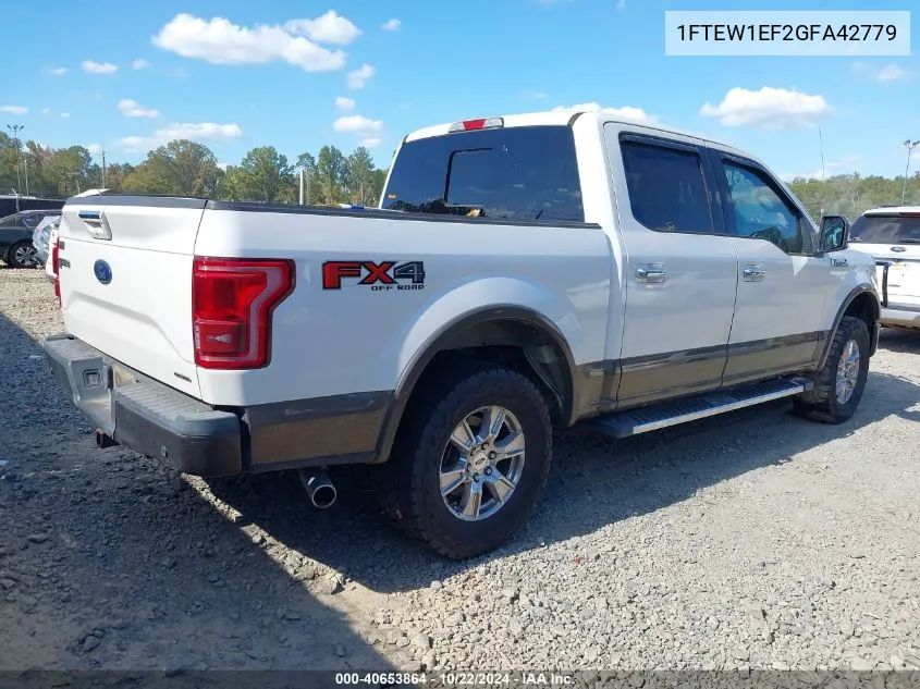 2016 Ford F-150 Lariat VIN: 1FTEW1EF2GFA42779 Lot: 40653864