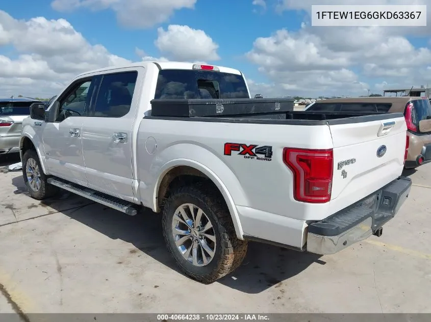 2016 Ford F-150 Lariat VIN: 1FTEW1EG6GKD63367 Lot: 40664238