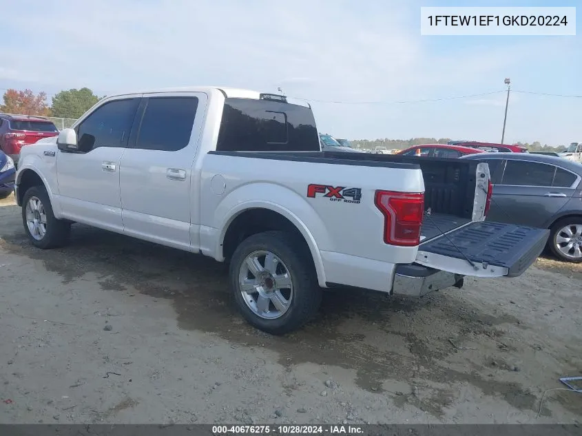 2016 Ford F-150 Lariat VIN: 1FTEW1EF1GKD20224 Lot: 40676275