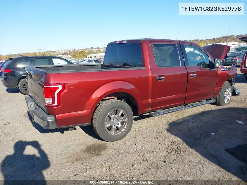 2016 Ford F-150 Xlt VIN: 1FTEW1C82GKE29778 Lot: 40680214