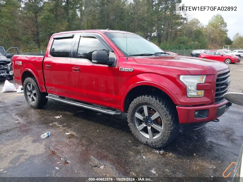 2016 Ford F-150 Xlt VIN: 1FTEW1EF7GFA02892 Lot: 40682576