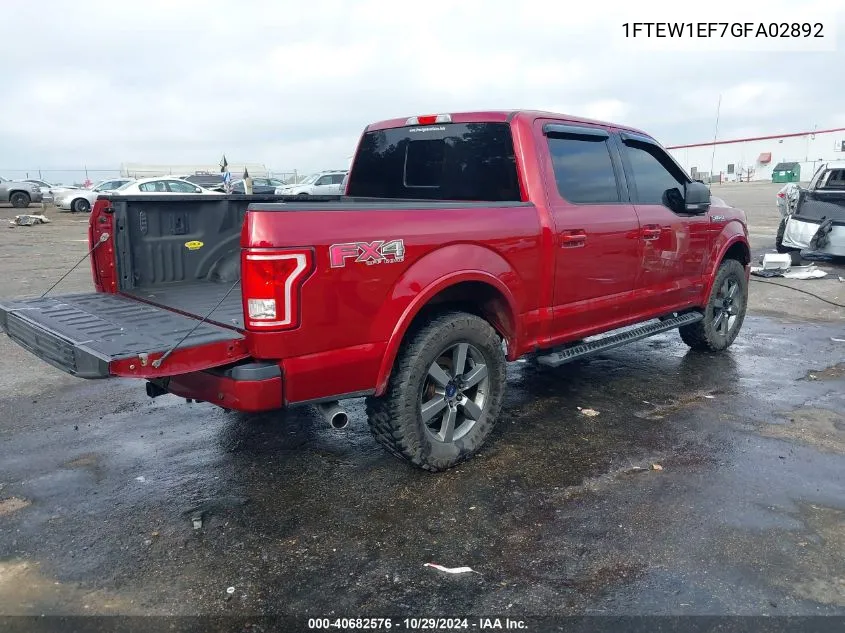 2016 Ford F-150 Xlt VIN: 1FTEW1EF7GFA02892 Lot: 40682576