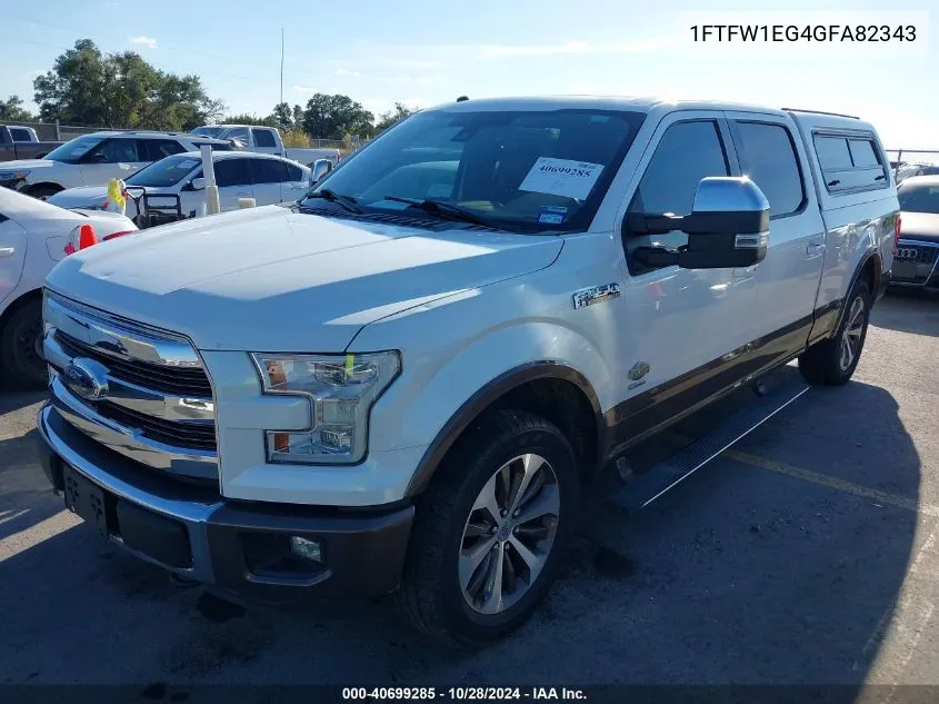 2016 Ford F-150 King Ranch VIN: 1FTFW1EG4GFA82343 Lot: 40699285