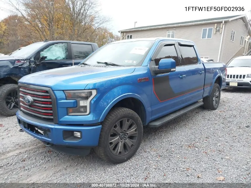 2016 Ford F-150 Lariat VIN: 1FTFW1EF5GFD02936 Lot: 40708872