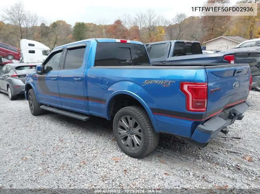 2016 Ford F-150 Lariat VIN: 1FTFW1EF5GFD02936 Lot: 40708872