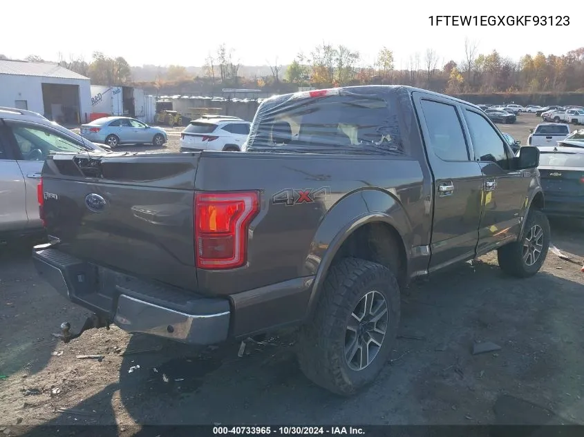 2016 Ford F-150 Lariat VIN: 1FTEW1EGXGKF93123 Lot: 40733965