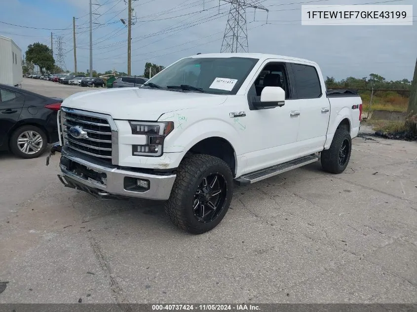 2016 Ford F-150 Xlt VIN: 1FTEW1EF7GKE43199 Lot: 40737424