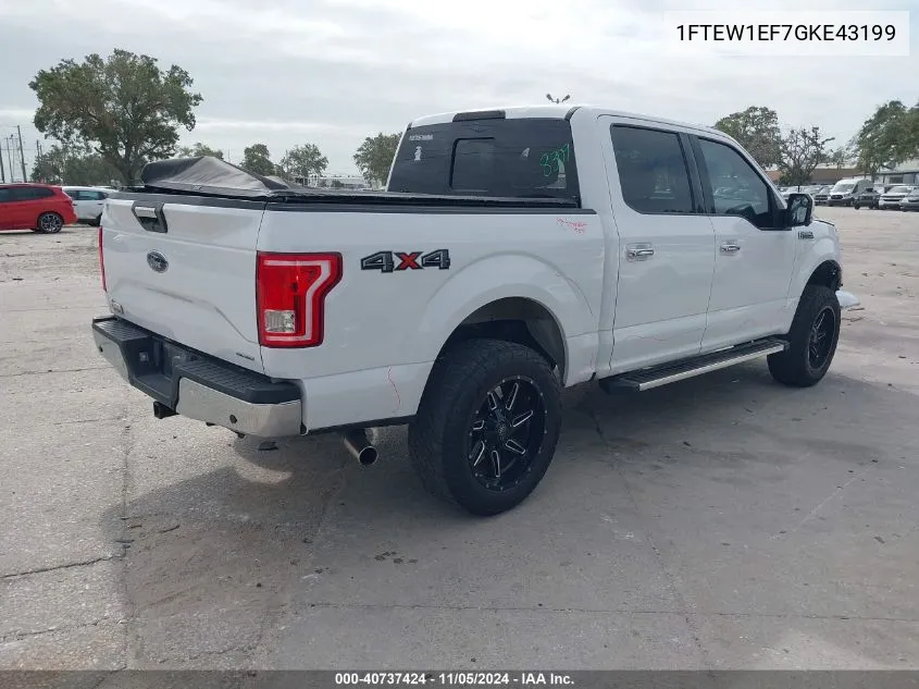 2016 Ford F-150 Xlt VIN: 1FTEW1EF7GKE43199 Lot: 40737424