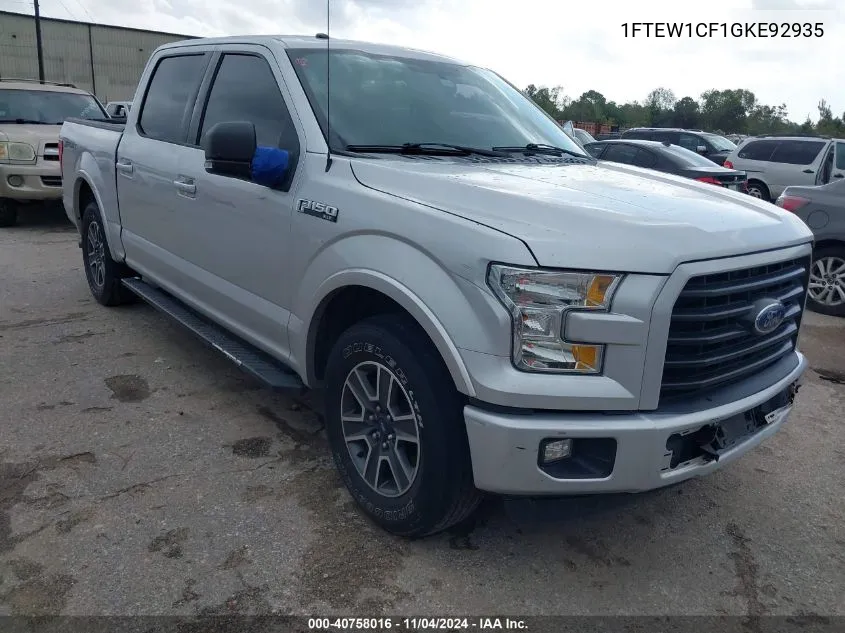 2016 Ford F-150 Xlt VIN: 1FTEW1CF1GKE92935 Lot: 40758016