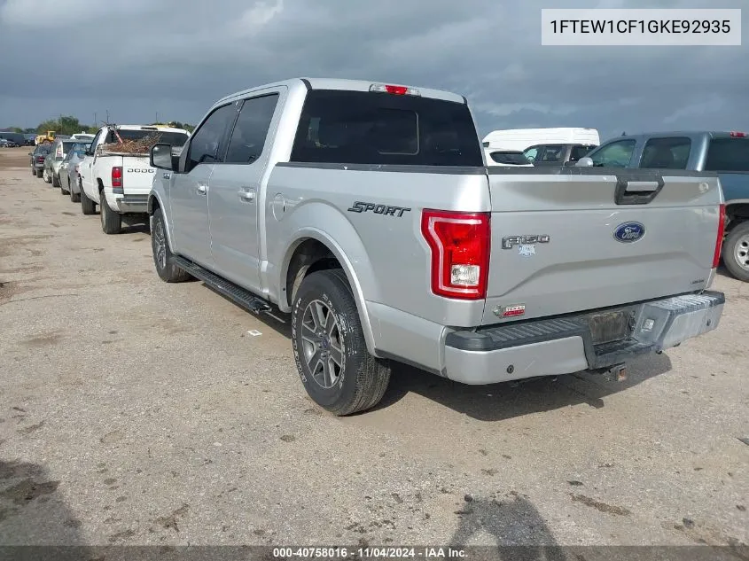 2016 Ford F-150 Xlt VIN: 1FTEW1CF1GKE92935 Lot: 40758016