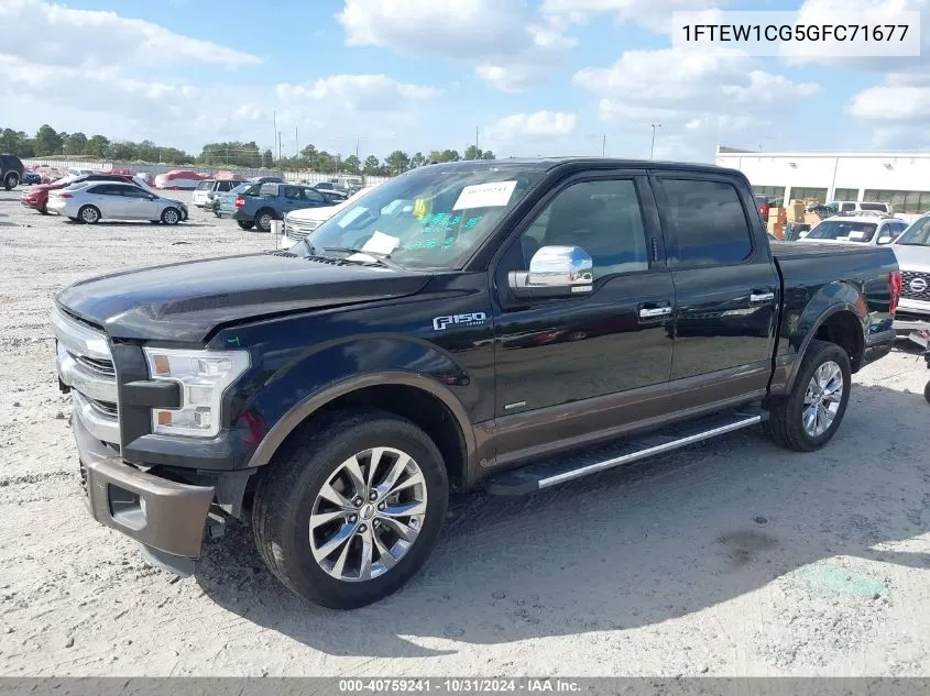 2016 Ford F-150 Lariat VIN: 1FTEW1CG5GFC71677 Lot: 40759241