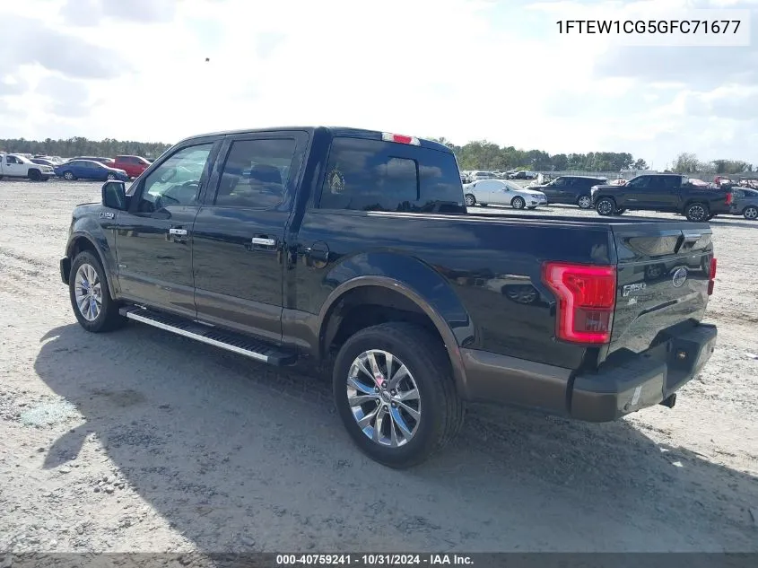 2016 Ford F-150 Lariat VIN: 1FTEW1CG5GFC71677 Lot: 40759241