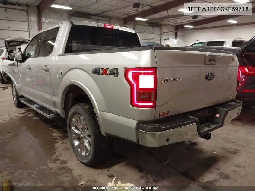 2016 Ford F-150 Lariat VIN: 1FTEW1EF4GKE59618 Lot: 40763195