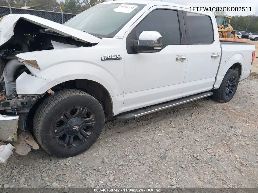 2016 Ford F-150 Xlt VIN: 1FTEW1C87GKD02511 Lot: 40768742