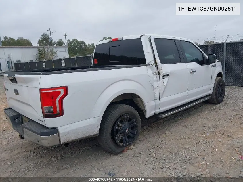 2016 Ford F-150 Xlt VIN: 1FTEW1C87GKD02511 Lot: 40768742