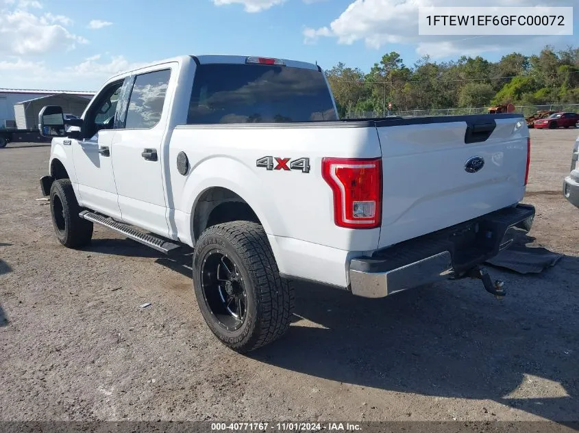 2016 Ford F-150 Xlt VIN: 1FTEW1EF6GFC00072 Lot: 40771767