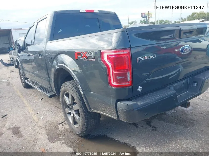 1FTEW1EG0GKE11347 2016 Ford F-150 Lariat