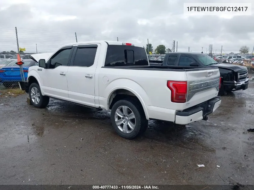 2016 Ford F-150 Platinum VIN: 1FTEW1EF8GFC12417 Lot: 40777433