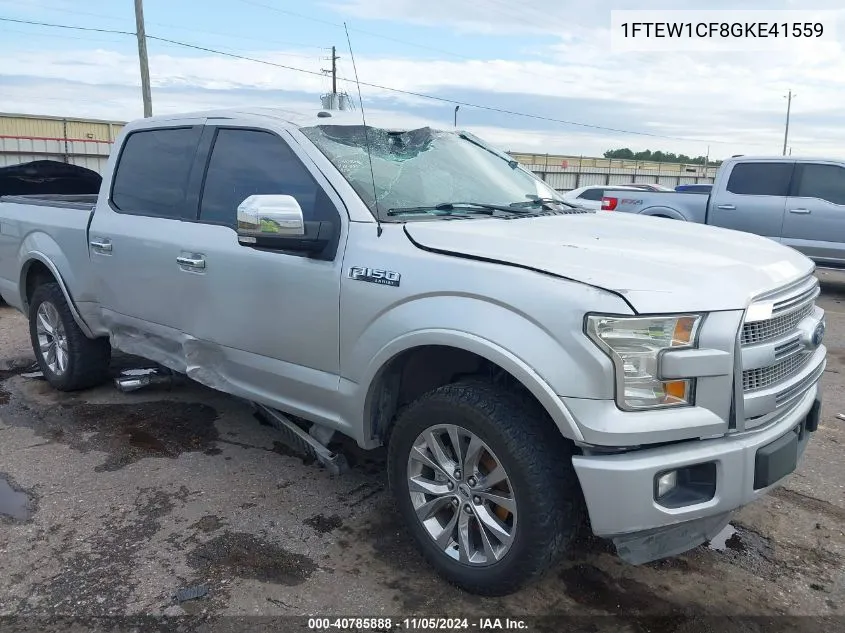 2016 Ford F-150 Lariat VIN: 1FTEW1CF8GKE41559 Lot: 40785888