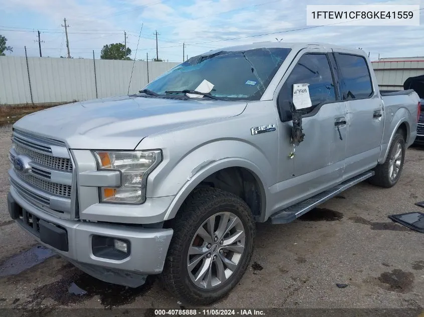 2016 Ford F-150 Lariat VIN: 1FTEW1CF8GKE41559 Lot: 40785888