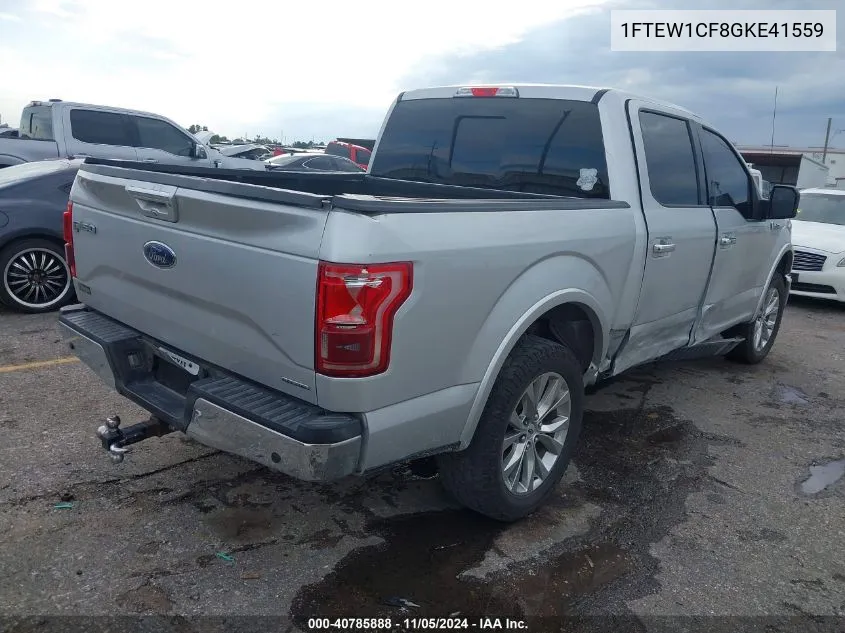 2016 Ford F-150 Lariat VIN: 1FTEW1CF8GKE41559 Lot: 40785888