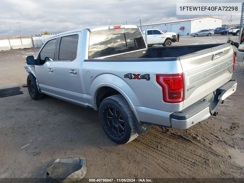 2016 Ford F-150 Platinum VIN: 1FTEW1EF4GFA72298 Lot: 40795847