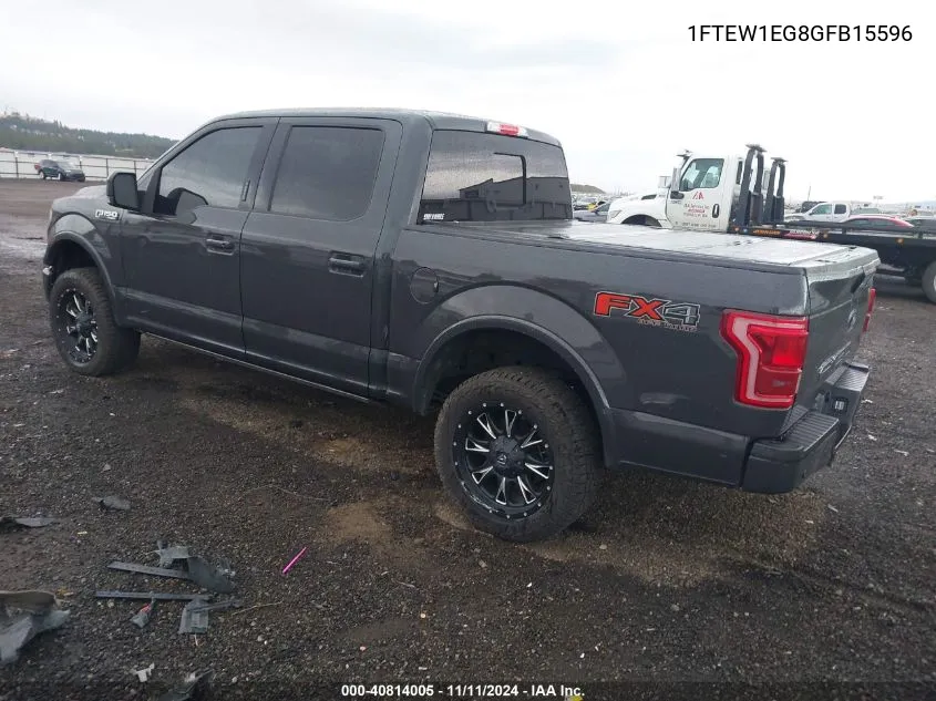 2016 Ford F-150 Lariat VIN: 1FTEW1EG8GFB15596 Lot: 40814005