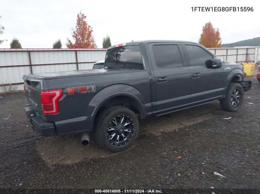 2016 Ford F-150 Lariat VIN: 1FTEW1EG8GFB15596 Lot: 40814005