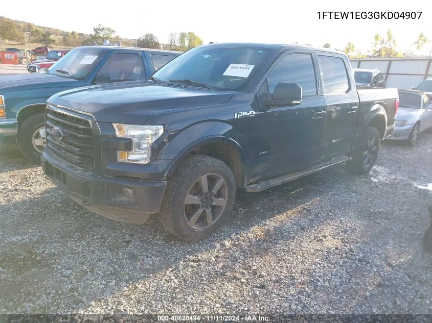 2016 Ford F-150 Xlt VIN: 1FTEW1EG3GKD04907 Lot: 40820494