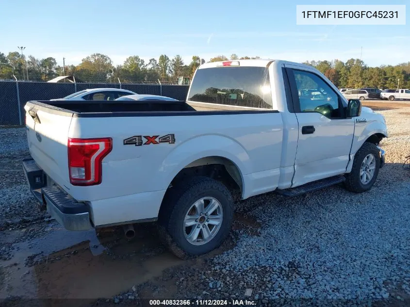 2016 Ford F-150 Xl VIN: 1FTMF1EF0GFC45231 Lot: 40832366