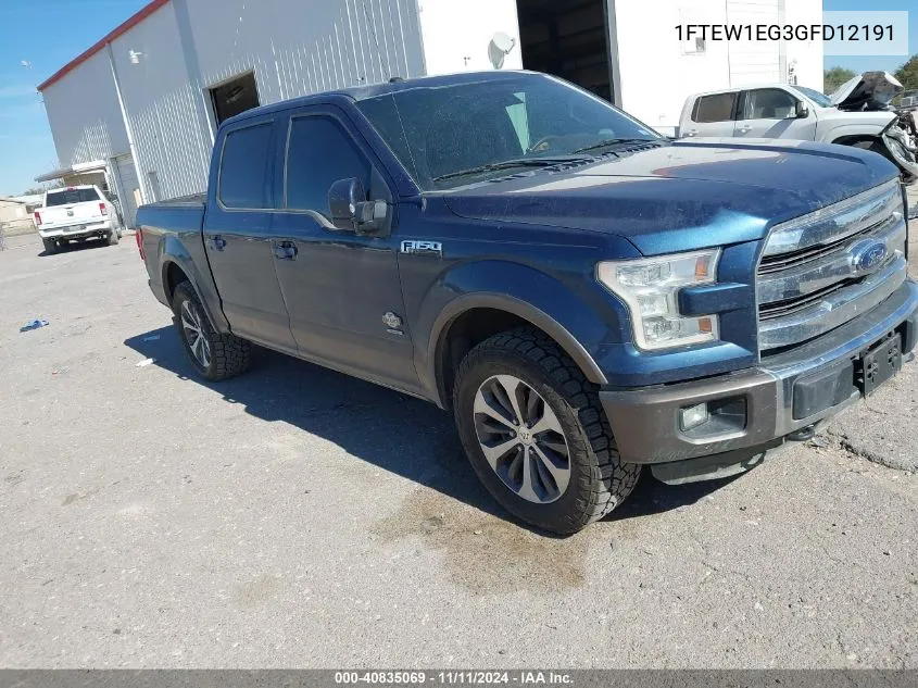 2016 Ford F-150 King Ranch VIN: 1FTEW1EG3GFD12191 Lot: 40835069