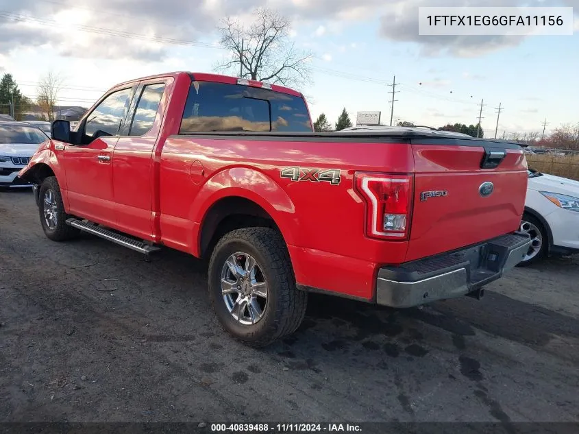 2016 Ford F-150 Xlt VIN: 1FTFX1EG6GFA11156 Lot: 40839488