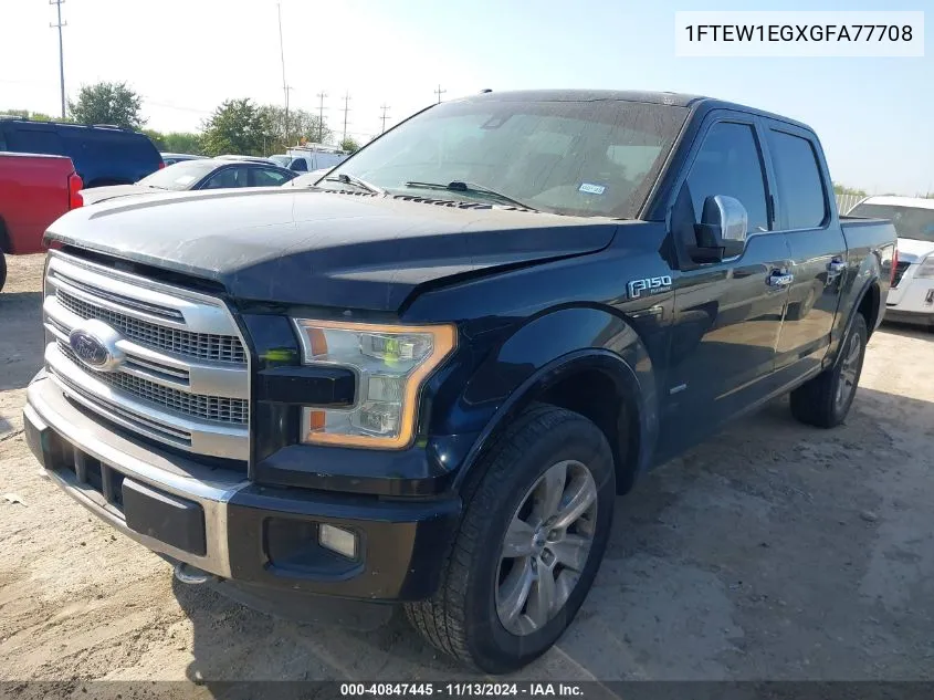 2016 Ford F-150 Platinum VIN: 1FTEW1EGXGFA77708 Lot: 40847445