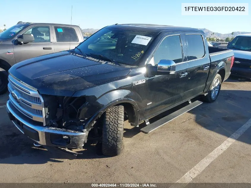 2016 Ford F-150 Platinum VIN: 1FTEW1EG3GFD20422 Lot: 40920464