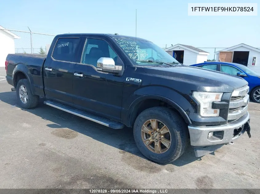 2017 Ford F150 Supercrew VIN: 1FTFW1EF9HKD78524 Lot: 12078328