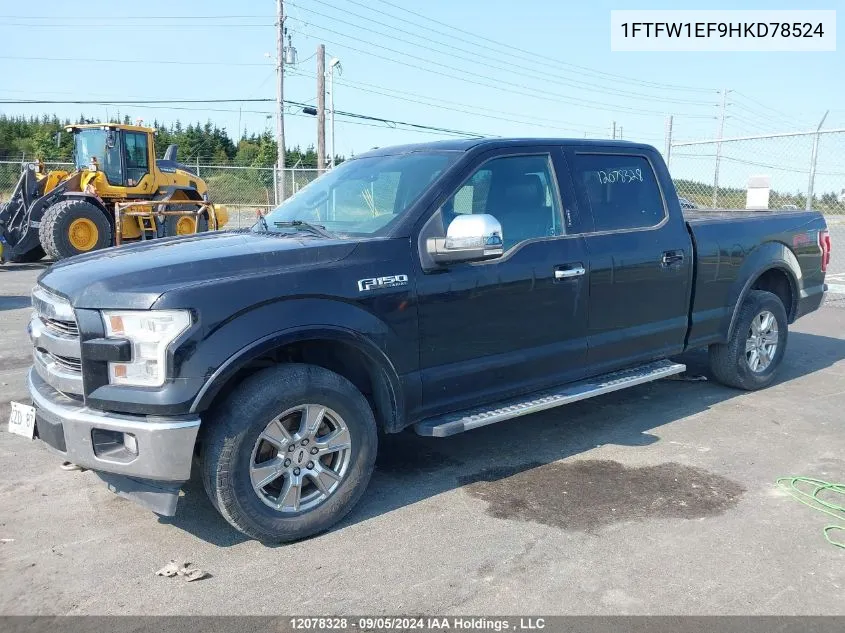 2017 Ford F150 Supercrew VIN: 1FTFW1EF9HKD78524 Lot: 12078328