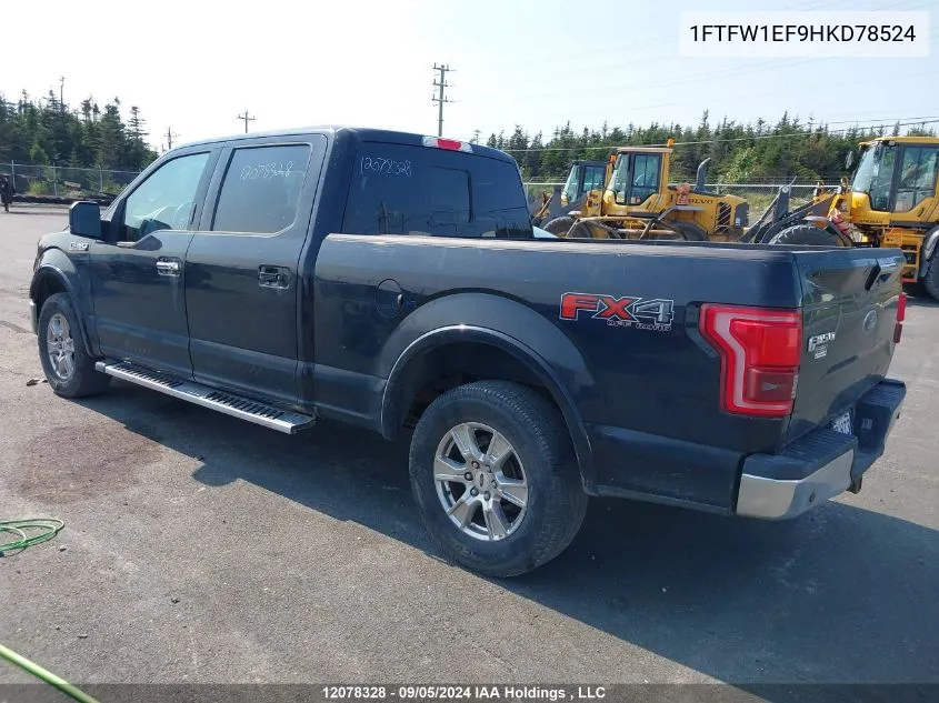 2017 Ford F150 Supercrew VIN: 1FTFW1EF9HKD78524 Lot: 12078328