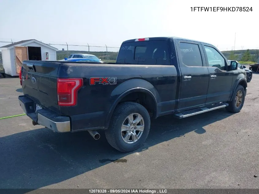 2017 Ford F150 Supercrew VIN: 1FTFW1EF9HKD78524 Lot: 12078328