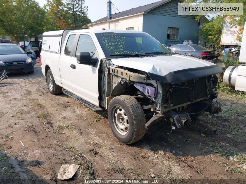 2017 Ford F150 Super Cab VIN: 1FTEX1C83HFB55949 Lot: 12092401