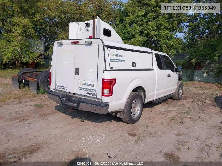 2017 Ford F150 Super Cab VIN: 1FTEX1C83HFB55949 Lot: 12092401