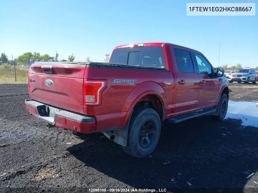 2017 Ford F150 Supercrew VIN: 1FTEW1EG2HKC88667 Lot: 12098105