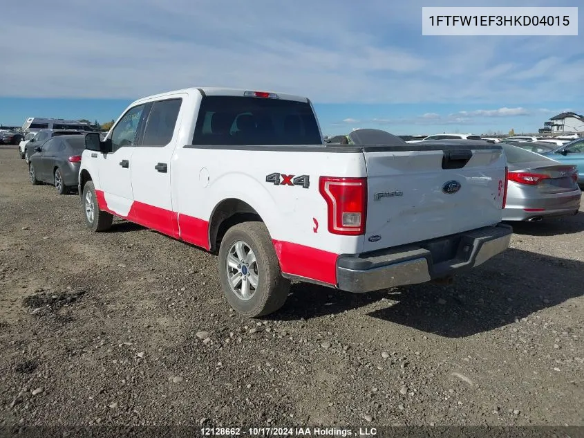 2017 Ford F150 Supercrew VIN: 1FTFW1EF3HKD04015 Lot: 12128662