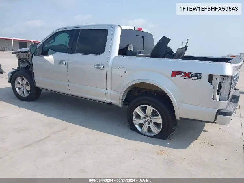 1FTEW1EF5HFA59643 2017 Ford F-150 Platinum