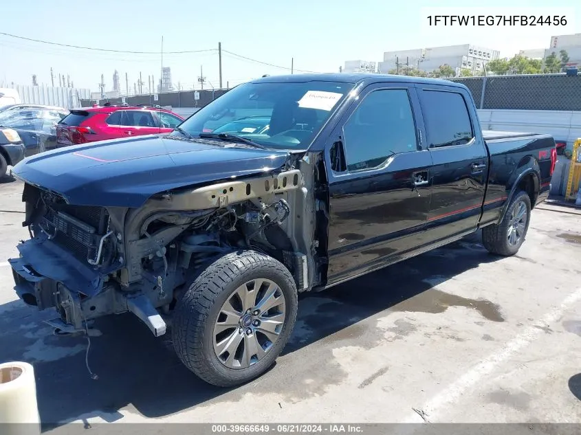 2017 Ford F-150 Lariat VIN: 1FTFW1EG7HFB24456 Lot: 39666649