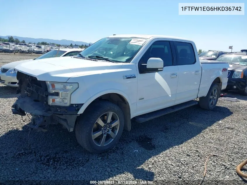 2017 Ford F-150 Lariat VIN: 1FTFW1EG6HKD36742 Lot: 39759821